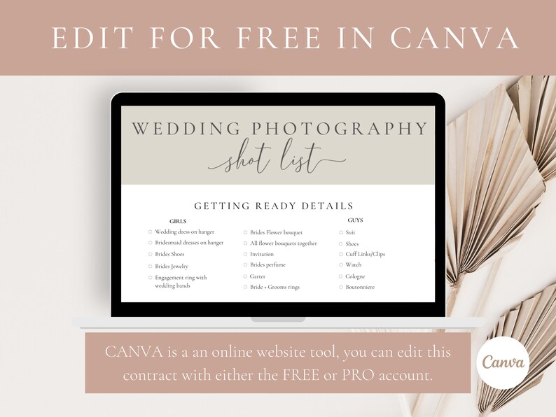 Wedding Photography Shot List,Wedding Photographer Shot List,Printable Wedding Photo Checklist,Wedding Shot List,Printable, Instant Download image 6
