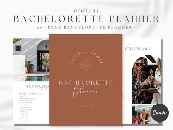 90+ page bachelorette planner Template, bachelorette weekend, Terracotta Planner,Bachelorette Planner, Bachelorette Party, Bridesmaid,Canva