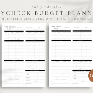 Editable Paycheck Budget Planner, Printable, Budget by Paycheck, US Letter, A4, A5, Classic Happy Planner, Instant Download ,Personal Budget