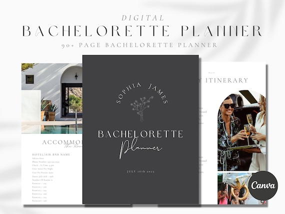 Bachelorette planner Template, 90+ Page bachelorette weekend, digital planner,Complete Bachelorette Planner, Bachelorette Party, Bride,Canva