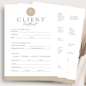 Photography Client Contract Template,Canva Template,Business Form For Photographers,Client Agreement,Photographer Marketing Form,EDITABLE
