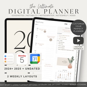 2024 2025 & Undated Digital Planner,GoodNotes Planner,Daily Planner,Weekly Planner,Notability Planner,iPad Planner,Apple Google Planner,Plan