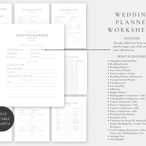 300-stronicowy pakiet szablonów Canva Wedding Planner, planista ślubu, plan ślubu, książka planowania ślubu, lista kontrolna planowania ślubu, segregator zdjęcie 3