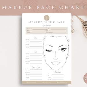 Make-up-Artist-Gesichtskarte, Make-up-Artist-Formular, freiberufliche Make-up-Form, Gesichtskarte für Make-up-Beratung, CANVA TEMPLATE