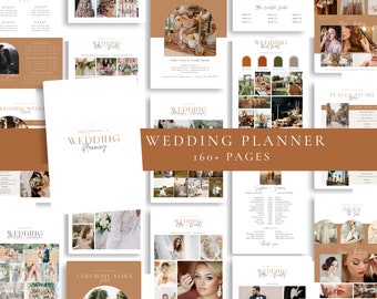 160 Page Canva Wedding Planner Template, Wedding Planner,Wedding Itinerary,Wedding Planning Book,Wedding Planning Checklist,Printable