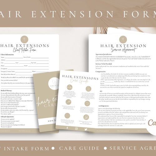 Fully Editable Hair Extension Consultation Form Template for Etsy