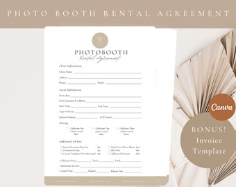 Professional Photo Booth Contract,Event Booth Rental Agreement,Editable Photo booth Rental,Photo Booths Terms & Conditions, CANVA TEMPLATE