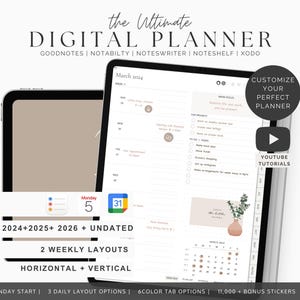 Planner digitale 2025, 2026 e senza data, Planner GoodNotes, Planner giornaliero, Planner settimanale, Planner Notability, Planner iPad, Apple Google Planner, Planner