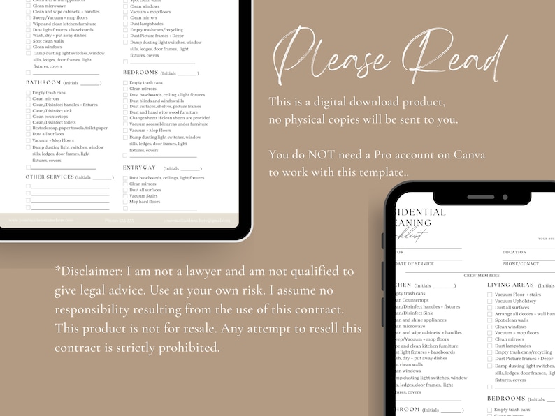 May include: A printable checklist for residential cleaning services. The checklist includes sections for bathroom, bedrooms, entryway, kitchen, living areas, and other services. The checklist is designed to be used by cleaning professionals.