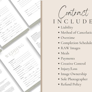 Wedding Photography Contract Template, Photography Forms, 5 page Contract Template,Photography Contract for Photographers,CANVA Template zdjęcie 2