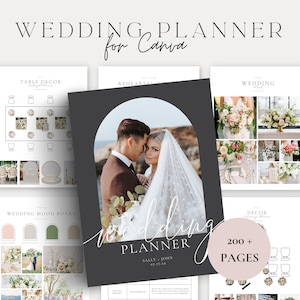 200 Page Canva Wedding Planner Template,Wedding Planner,Wedding Itinerary,Wedding Planning Book,Wedding Planning Checklist,Binder,Minimalist