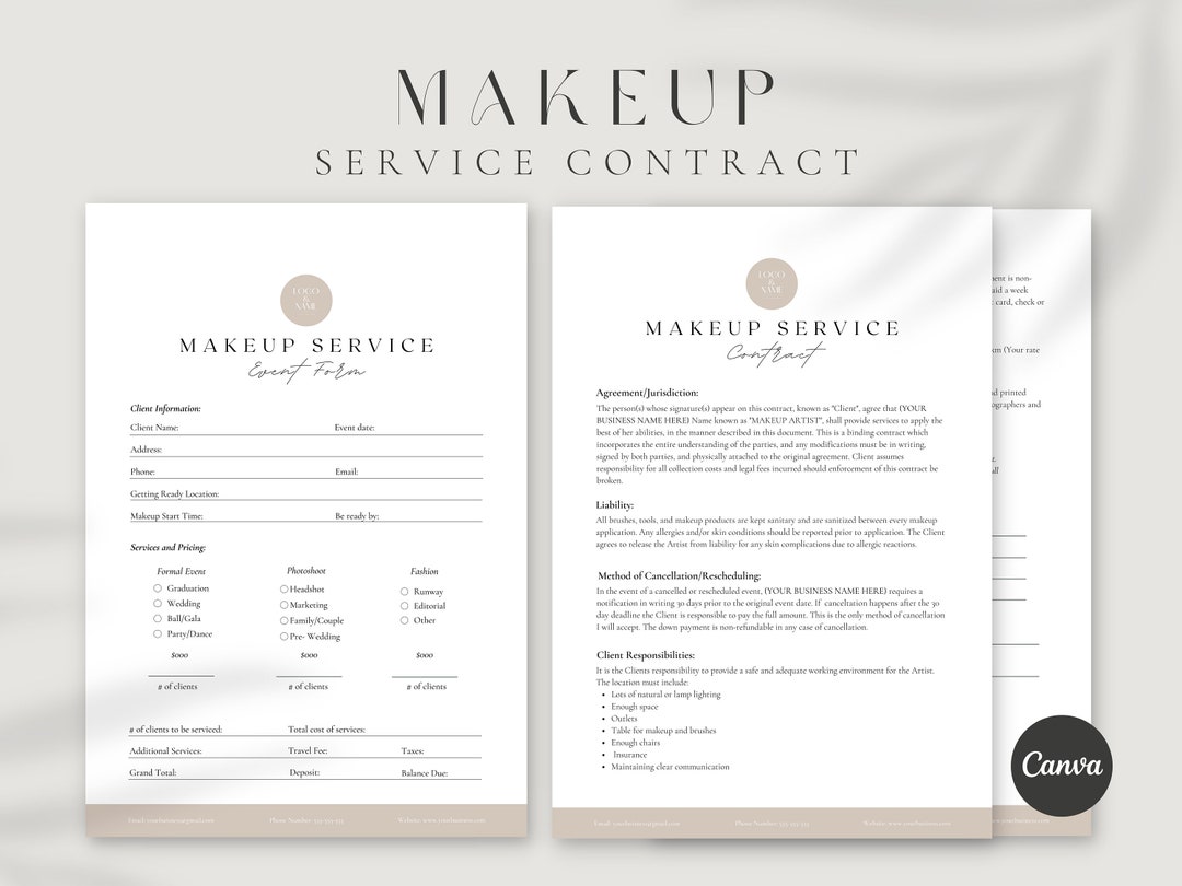 Professional Makeup Contract Template,freelance Makeup Artist Contract Professional Makeup Contract Template,freelance Makeup Artist Contract