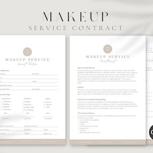 Professional Makeup Contract Template,Freelance Makeup Artist Contract,Makeup Artist,Editable Makeup Contract Template, Cosmetology CANVA