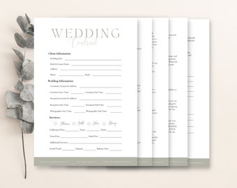 Wedding Photography Contract Template, Photography Forms, 5 page Contract Template,Photography Contract for Photographers,CANVA Template