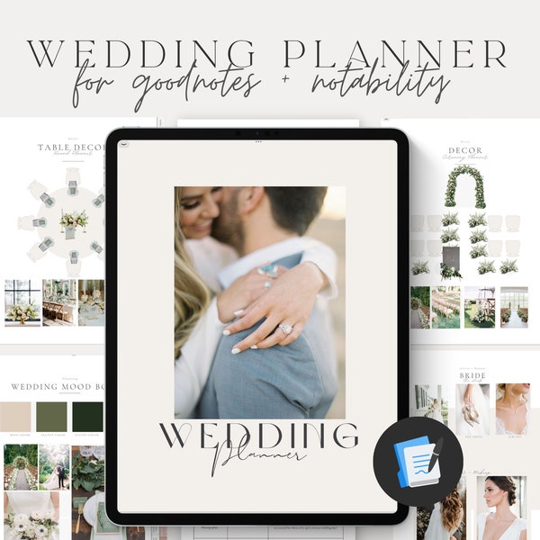 GOODNOTES 300+ Page Wedding Planner Template,Digital Planner,Notability,Minimalist Wedding Planner,Budget,Vision Board,Hyperlinked,PDF,CANVA