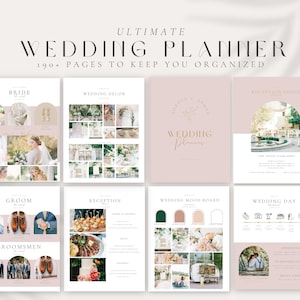 190 Page Canva Wedding Planner Template, Wedding Planner,Wedding Itinerary,Wedding Planning Book,Wedding Planning Checklist, Printable