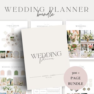 300 Page Canva Wedding Planner Template Bundle, Wedding Planner,Wedding Itinerary,Wedding Planning Book,Wedding Planning Checklist,Binder zdjęcie 1