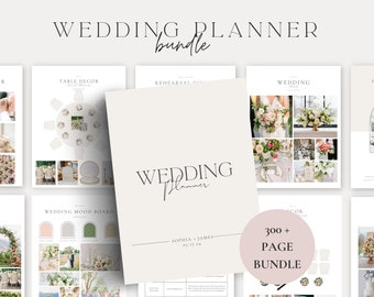 Pacchetto modello Canva Wedding Planner da 300 pagine, Wedding Planner, Itinerario di nozze, Libro di pianificazione del matrimonio, Lista di controllo per la pianificazione del matrimonio, Raccoglitore