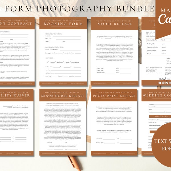 Photography Business Forms Bundle,Template Set for Photographers,Photography Forms,Template Set,Model Release Template,CANVA EDITABLE form