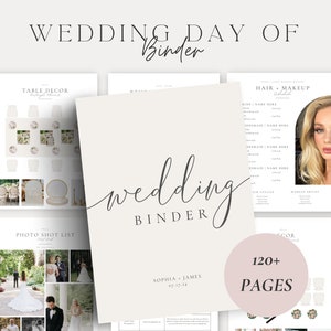 The Ultimate 120 Page Wedding Day Binder Template, Wedding Day Coordination, Wedding Day Information,Wedding Itinerary,Wedding Planner,Canva image 1