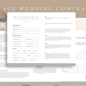 Wedding Photography Contract Template, Photography Forms, 5 page Contract Template,Photography Contract for Photographers,CANVA Template zdjęcie 3