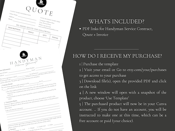 Handyman Contract Template Handyman Agreement Template - Etsy