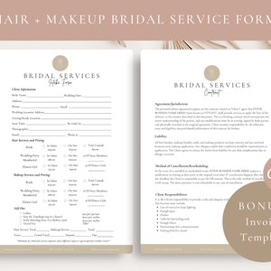 Professional Bridal Hair & Makeup Artist Contract Template, Service Agreement,Hair Bridal Services,Bridal Artist Forms,Client Waiver,CANVA
