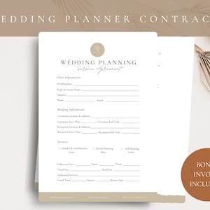 Professional Wedding Planning Service Agreement,Wedding Planner Contract,Wedding Planner Agreement,Event Coordinator CANVA Template