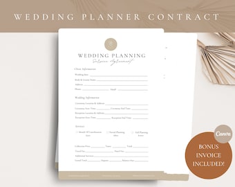 Professional Wedding Planning Service Agreement,Wedding Planner Contract,Wedding Planner Agreement,Event Coordinator CANVA Template