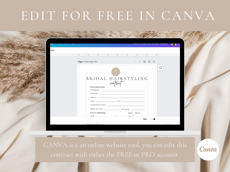 Plantilla de contrato de peluquería para novias, contrato de servicios de peluquería para bodas, estilistas independientes, términos y condiciones editables para novias, CANVA imagen 6