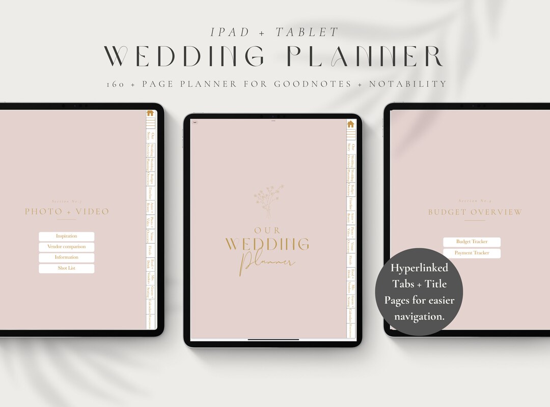 Ipad/tablet Wedding Planner Goodnotes, 160 Pages iPad Wedding Planner