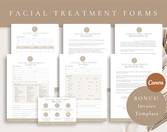 Professional Facial Treatment Forms,EDITABLE Esthetician Templates,Facial Consent Forms,Beauty Salon Forms,Facial Consultation Form,CANVA