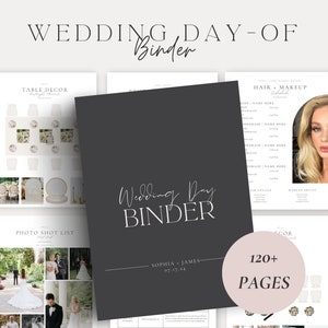 116 Page Wedding Day Binder Template, Wedding Day Coordination, Wedding Day Information,Wedding Itinerary, Wedding Planner, Canva Template