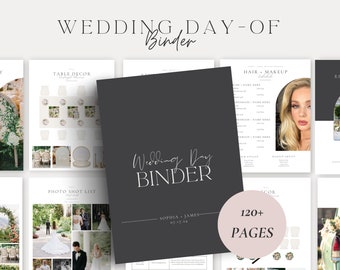 116 Page Wedding Day Binder Template, Wedding Day Coordination, Wedding Day Information,Wedding Itinerary, Wedding Planner, Canva Template