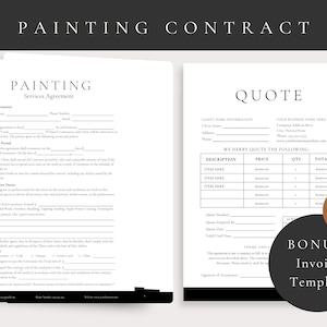 Professional Painting Contract Agreement, Painting Contractor, Residential Painting Service Contract,CANVA templates, Printable Templates