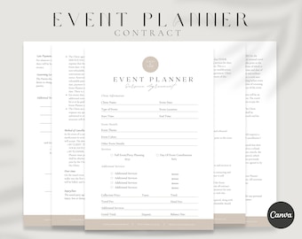 Editable Event Planner Contract Template,Canva Template, Event Planner Client Forms, Event Planning Contract, Event Planner Agreement