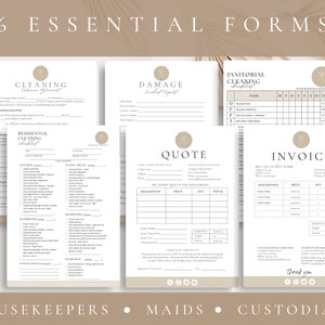 EDITABLE Cleaning Service Contract Bundle, Maid Forms CANVA Template, Janitor Printable, Custodian, Cleaners, Editable Housekeeper Agreement