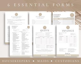 EDITABLE Cleaning Service Contract Bundle, Maid Forms CANVA Template, Janitor Printable, Custodian, Cleaners, Editable Housekeeper Agreement