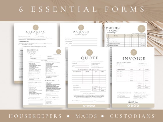 EDITABLE Cleaning Service Contract Bundle, Maid Forms CANVA Template,  Janitor Printable, Custodian, Cleaners, Editable Housekeeper Agreement -   Canada
