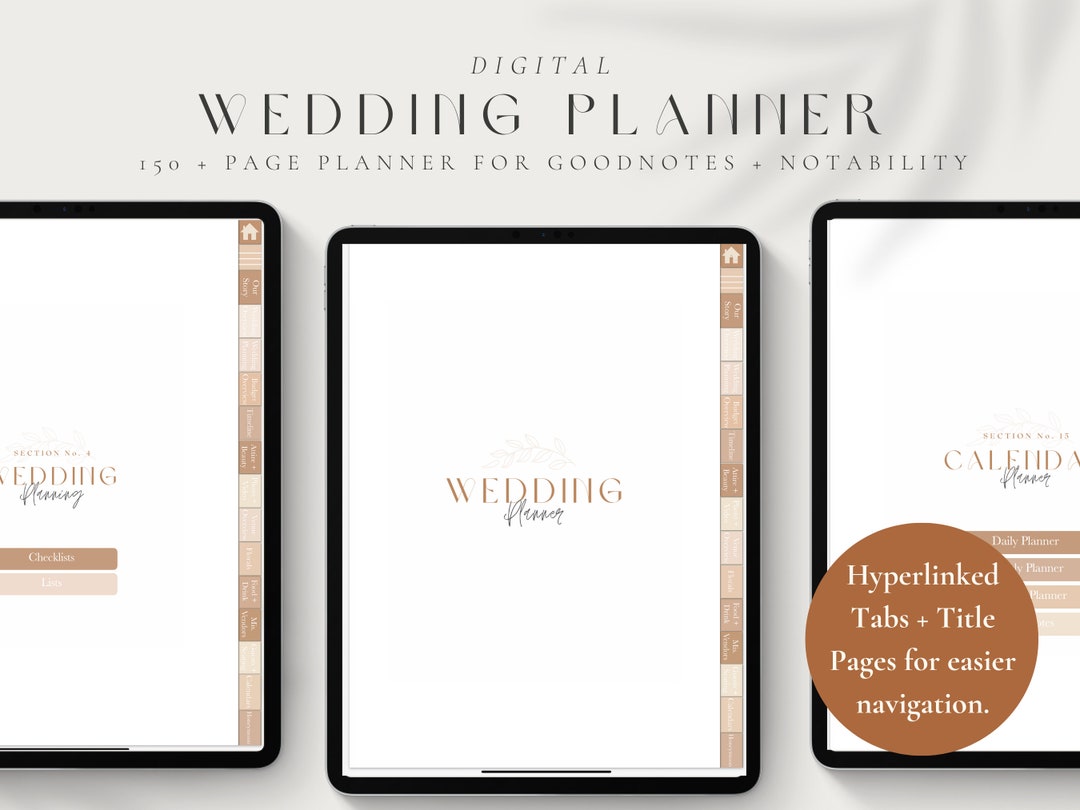 160 Page Ipad/tablet Wedding Planner, Goodnotes, iPad Wedding Planner