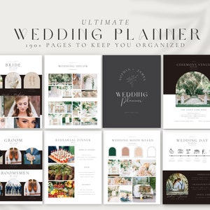 190 Page Canva Wedding Planner Template, Wedding Planner,Wedding Itinerary,Wedding Planning Book,Wedding Planning Checklist, Printable