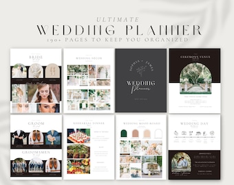 190 Page Canva Wedding Planner Template, Wedding Planner,Wedding Itinerary,Wedding Planning Book,Wedding Planning Checklist, Printable
