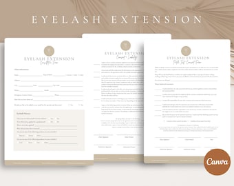 Professional Eyelash Extension Forms,Editable Lash Consent Template, Lash Tech Consultation,Esthetician Templates, Lash Technician,CANVA