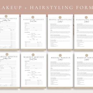 Editable Freelance Hair & Makeup Artist Contract Template, Service Agreement,Hair Stylist Services,Makeup Artist Forms,Client Waiver,CANVA