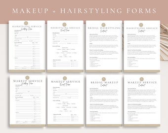 Plantilla editable de contrato de peluquero y maquillador freelance, contrato de servicios, servicios de estilista, formularios de maquillador, exención de responsabilidad del cliente, CANVA