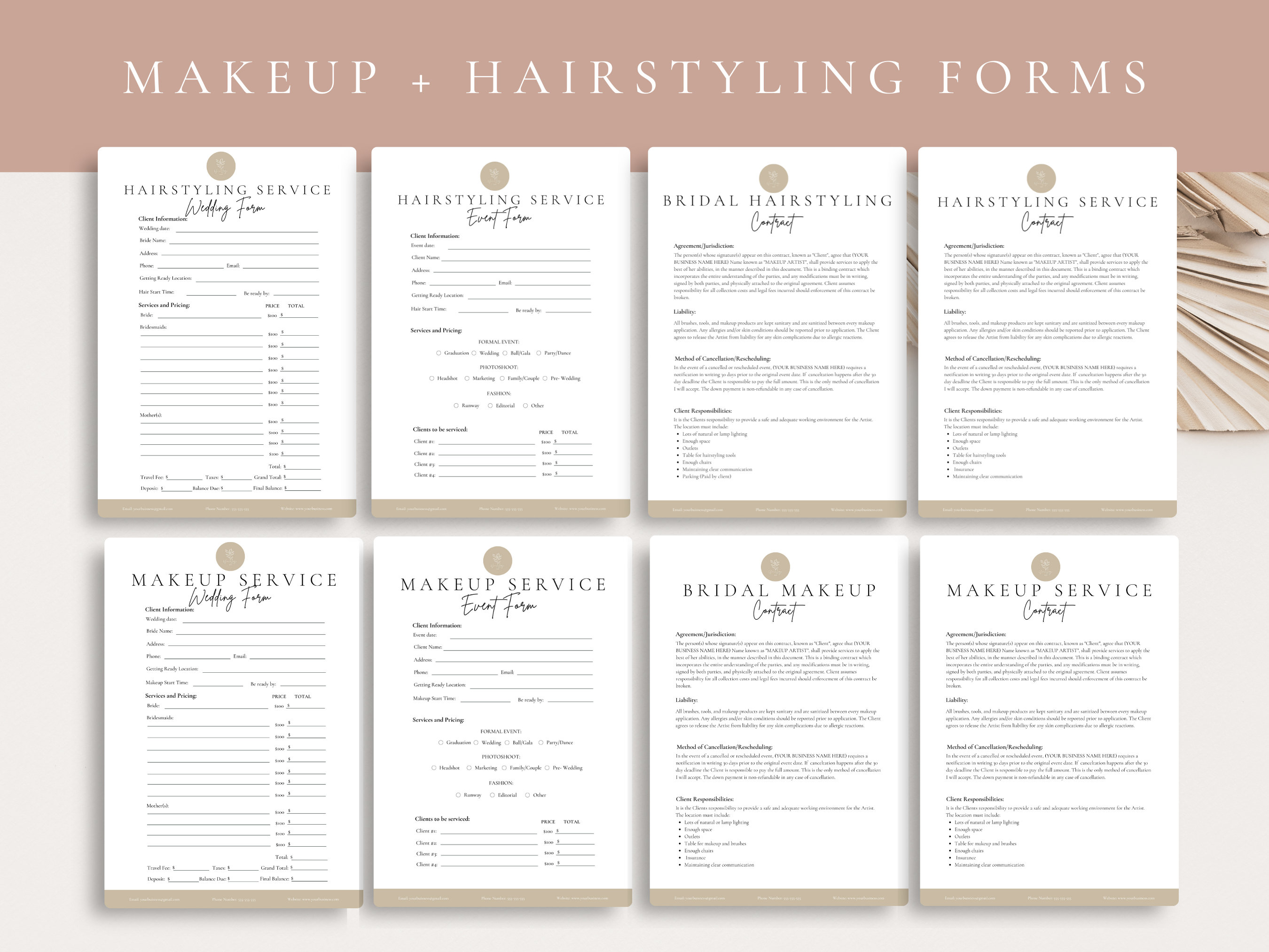 Editable Freelance Hair &amp; Makeup Artist Contract Template - Etsy