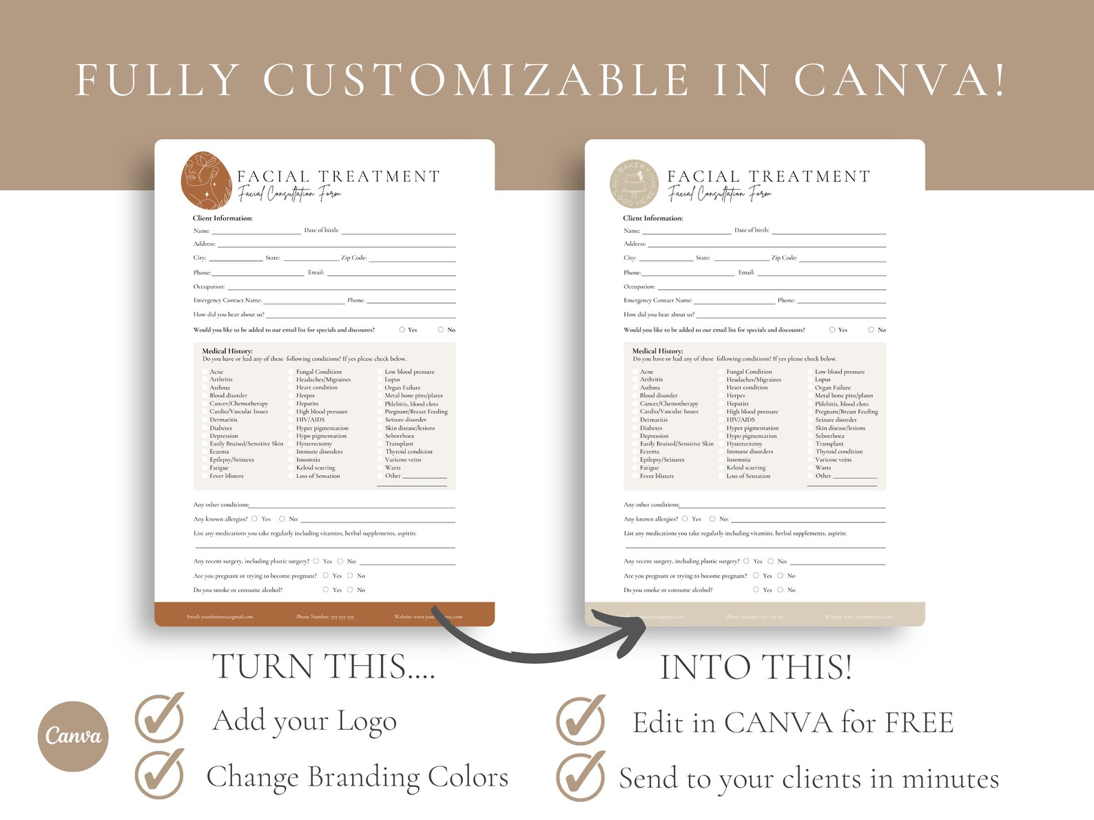EDITABLE Facial Consultation Form Client Intake Formbeauty - Etsy