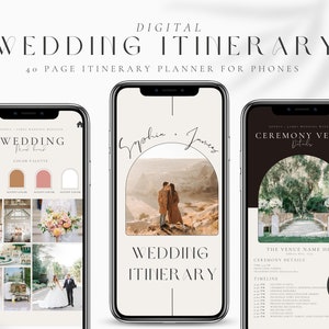 Personal Digital Wedding Itinerary Template,Itinerary Template,Iphone,Android Wedding Weekend Itinerary,Editable Template Download,CANVA