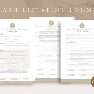 Editable Brow Lamination + Lash Lift + Tint Form, Intake and Client Consent, Editable/Printable Salon,CANVA Templates, Spa Business Forms