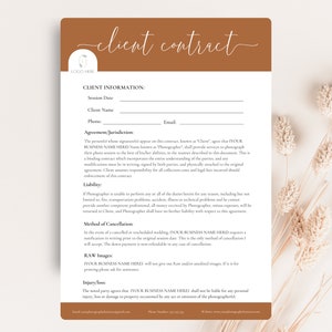 Photography Client Contract Template,Canva Template,Business Form For Photographers,Client Agreement,Photographer Marketing Form,EDITABLE